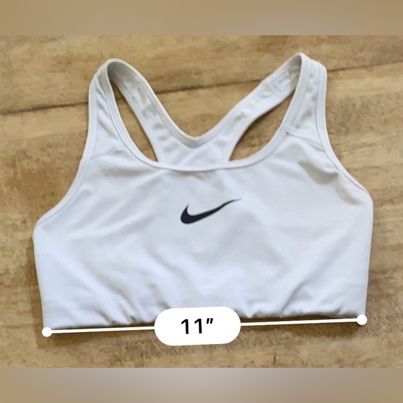 Nike Dri‎ Fit Women’s Sz S White Swoosh Non Padded Athletic Bra - Picture 13 of 14